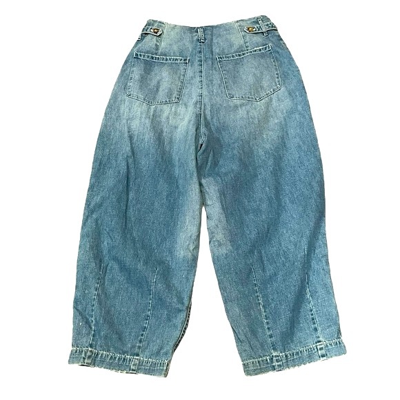 NWT Free People Paperbag Baggy Barrel Leg Linen Blend Cropped Jeans Womens 12 - Picture 3 of 12